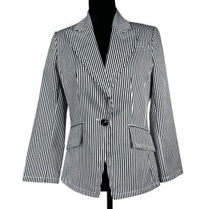 St. John Striped Blazer Jacket Black White Women's